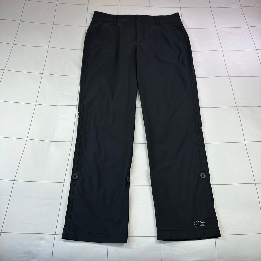 L.L.Bean Pants Womens 12 Black Access Trail Straight Leg Roll Up Camp Hiking